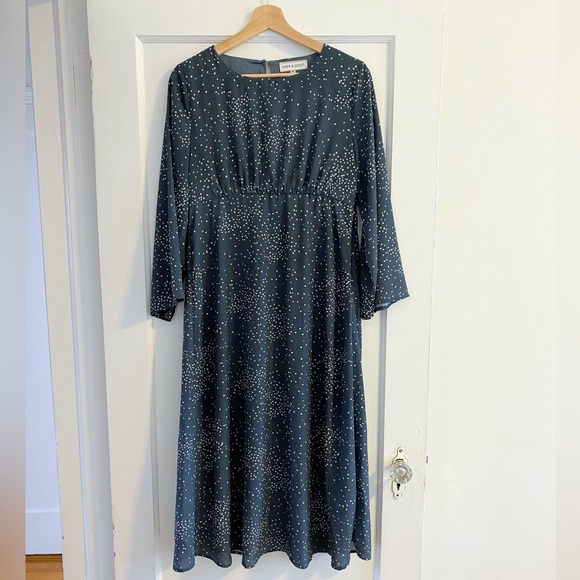 Piper and Scoot: The Pacific Dot Midi Dress in Dusty Blue Size Medium - Picture 3 of 9